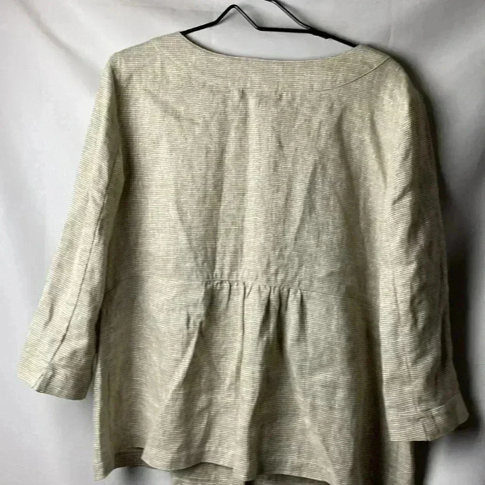J. JILL WO SIZE‎ LARGE  LINEN LIGHTWEIGHT OATMEAL COLOR SILVER METALLIC THREAD
